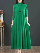 Women Long Knit Dress Vertical Grain Slim Bottom Sweater Dresses 954780 - TUZZUT Qatar Online Shopping