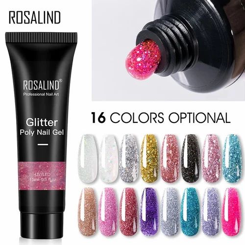 Poly Nail Gel Set Glitter Poly Nail Extension Gel Kit Builder Nails Enhancement Gel For Beginner 15ml - Tuzzut.com Qatar Online Shopping