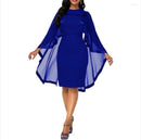 Cape Sleeve Round Neck Dress Formal Wedding Ladies Party Wear 489753 M - TUZZUT Qatar Online Shopping