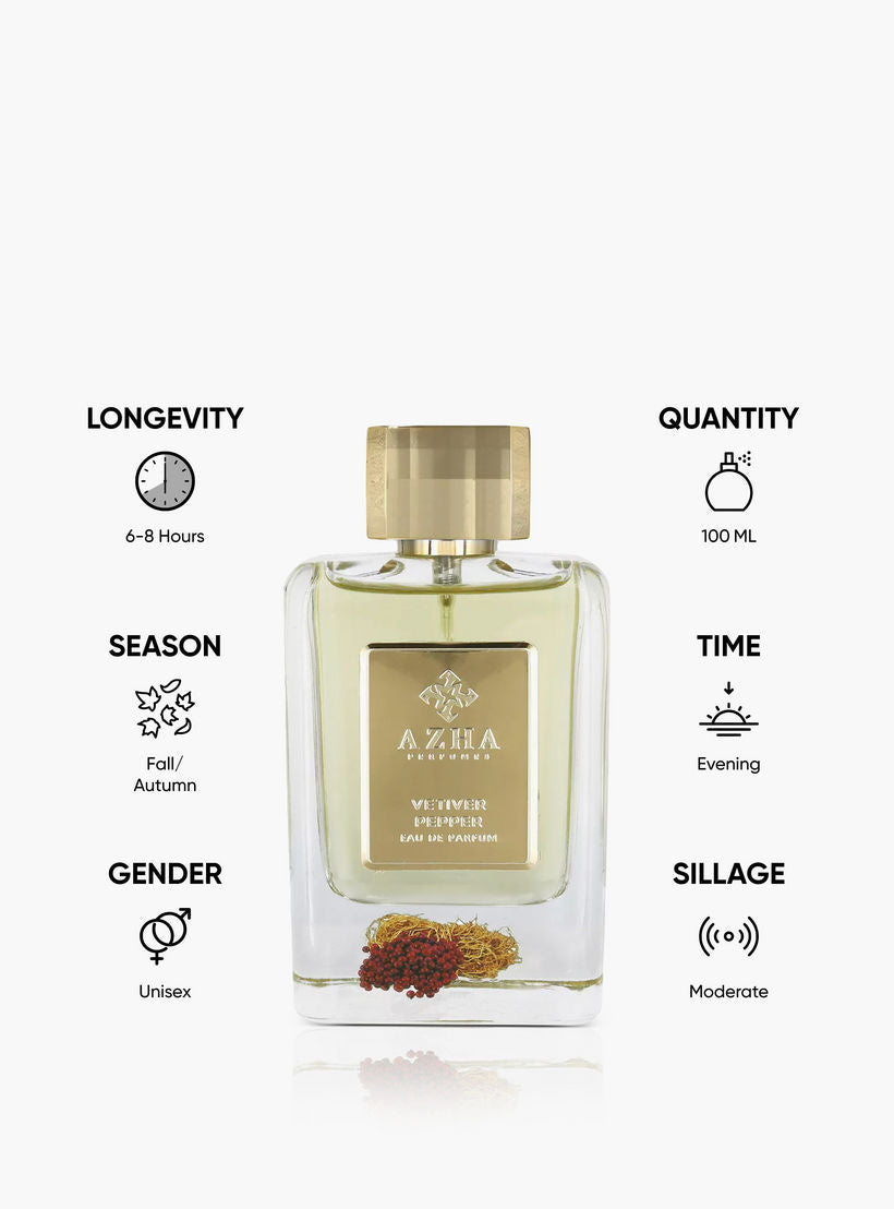 Vetiver Pepper Eau de Parfum - 100 ml- Azha Perfumes Vetiver Pepper Eau de Parfum - 100 ml- Azha Perfumes