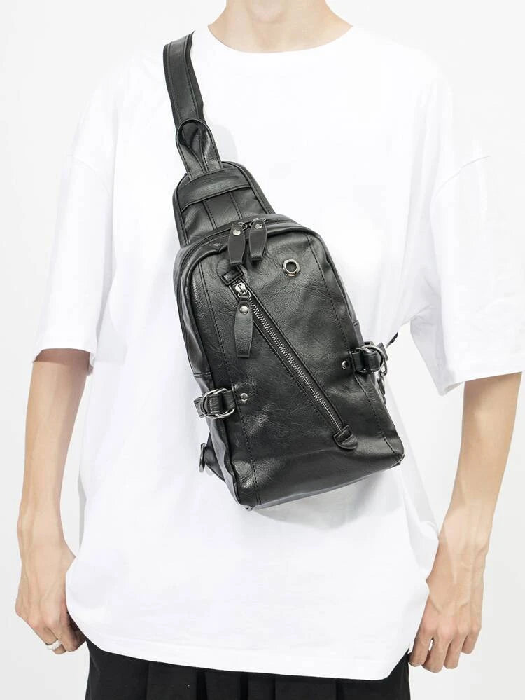 Mini Men Zip Front Sling Bag S4518880 - Tuzzut.com Qatar Online Shopping