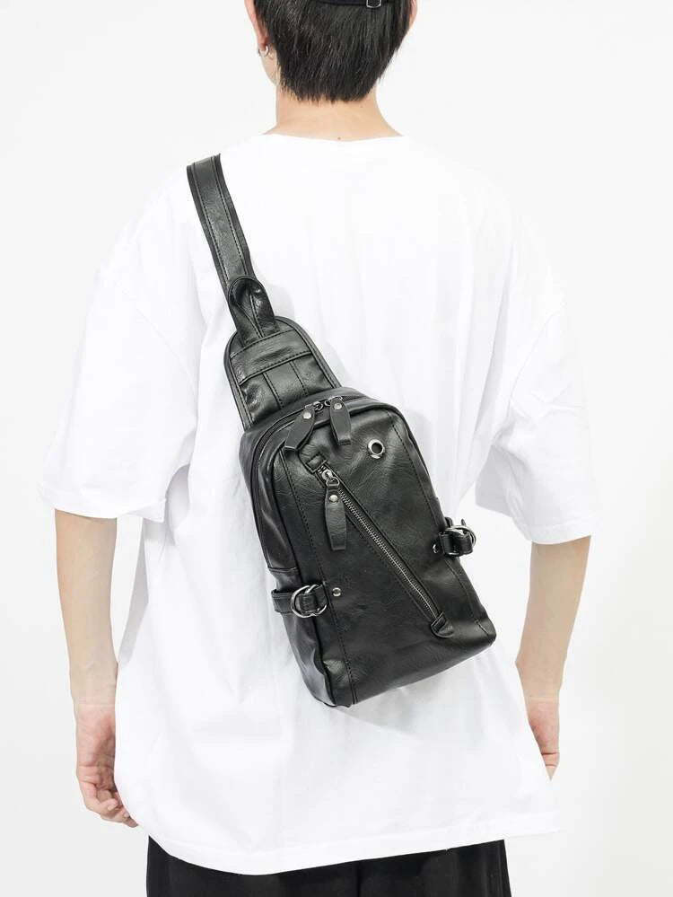 Mini Men Zip Front Sling Bag S4518880 - Tuzzut.com Qatar Online Shopping