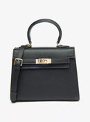 Solid Small Satchel Bag with Detachable Strap and Button Closure 37745 - TUZZUT Qatar Online Shopping