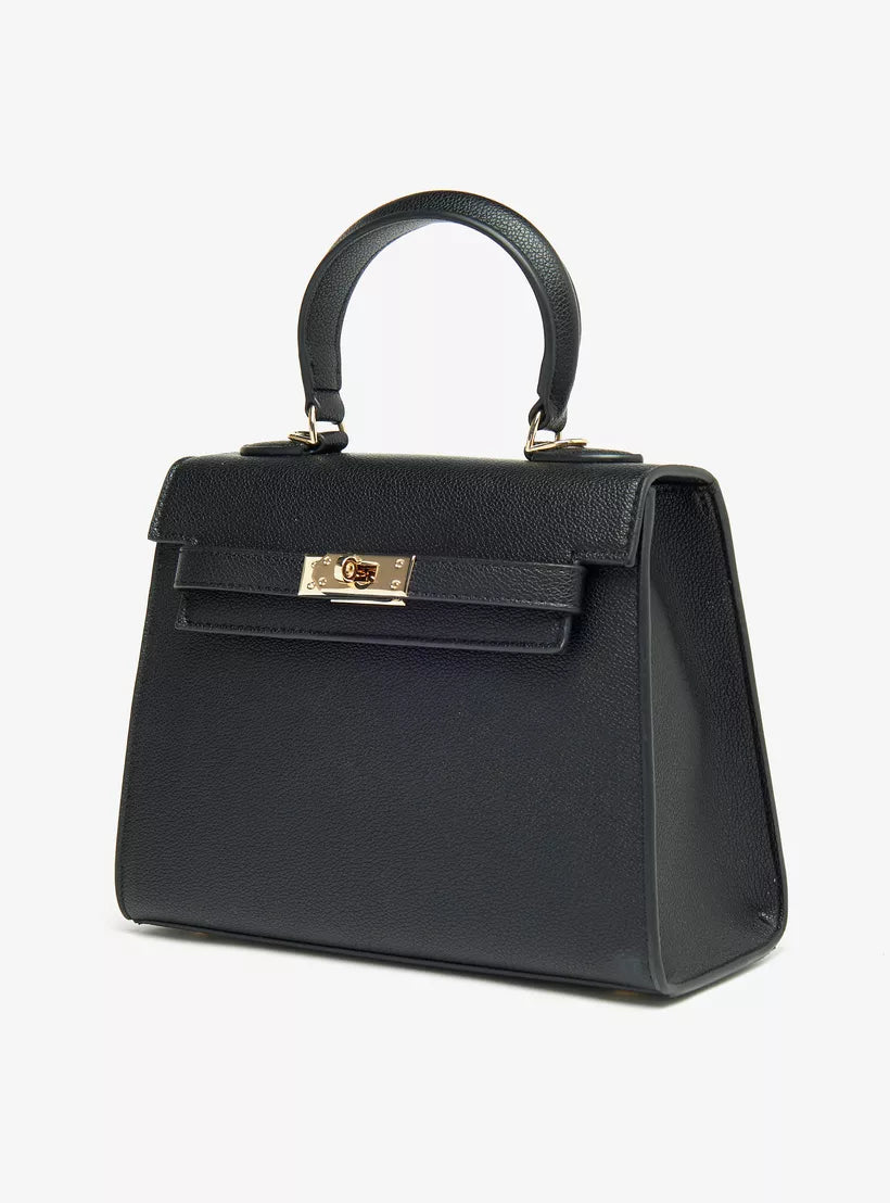 Solid Small Satchel Bag with Detachable Strap and Button Closure 37745 Solid Small Satchel Bag with Detachable Strap and Button Closure 37745