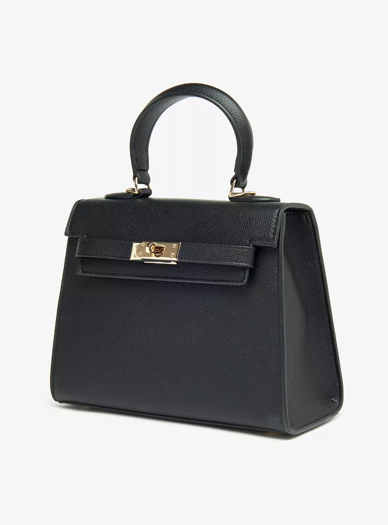 Solid Small Satchel Bag with Detachable Strap and Button Closure 37745 - TUZZUT Qatar Online Shopping