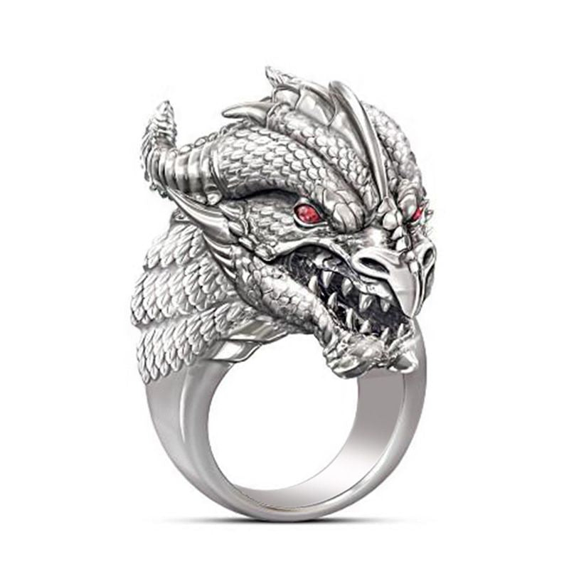 Men's Vintage Domineering Dragon Ring S2407866