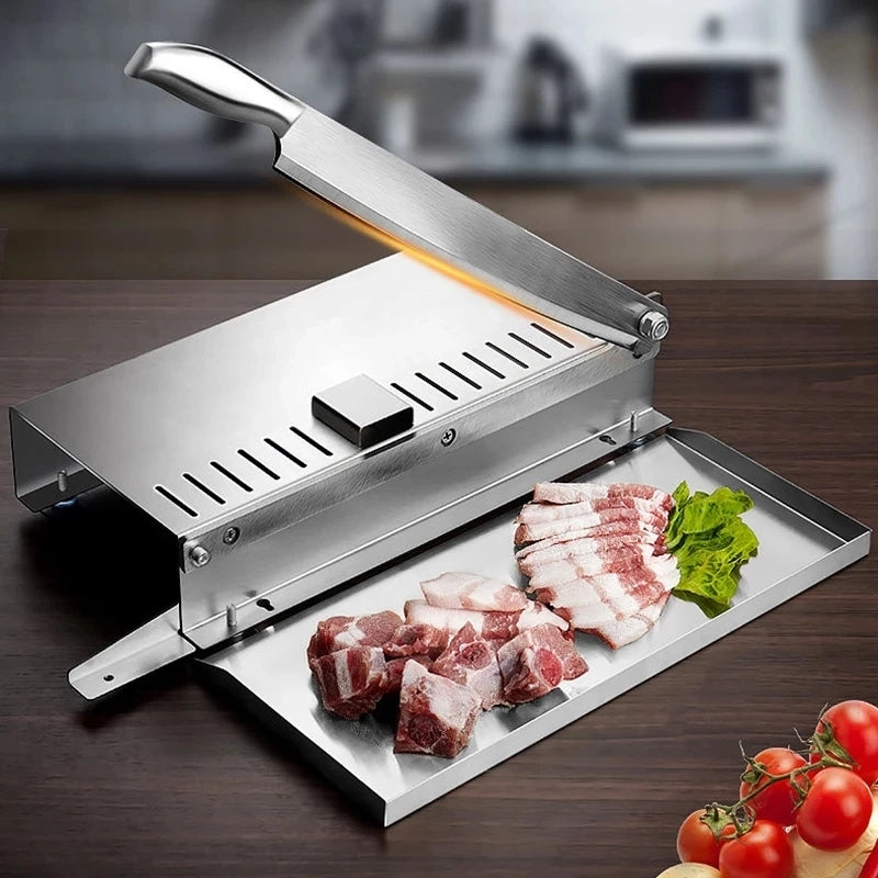 Manual Frozen Meat Slicer Household Stainless Steel Bone Cutting Slicing Machine Chicken Lamb Chops Ribs Herb Pastry Cutter