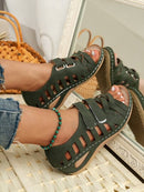 Roman Style Green Wedge Sandals ST12127 - TUZZUT Qatar Online Shopping