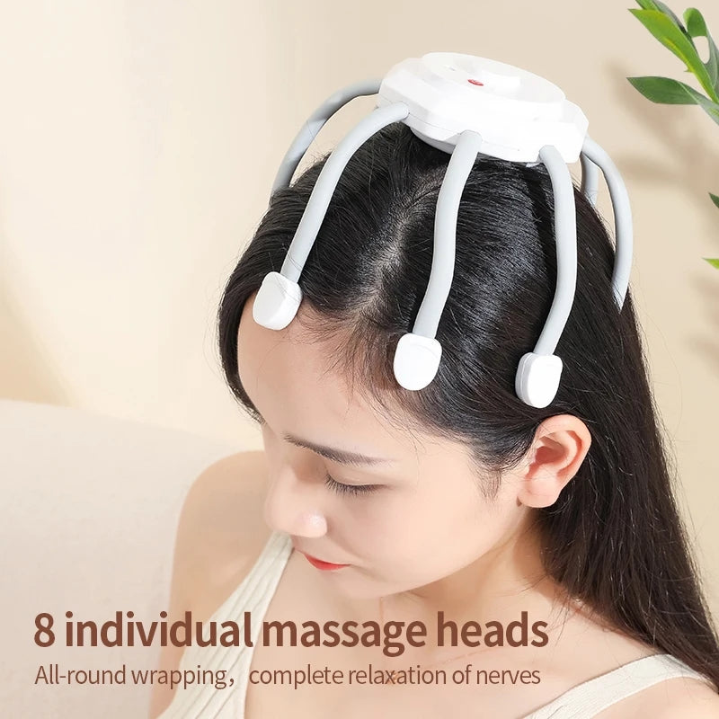 Electric Head Massager Vibration Head Scratcher Octopus Scalp Massage with 3 Modes for Stress Relax Migraine Relief Deep Sleep - LM080 Electric Head Massager Vibration Head Scratcher Octopus Scalp Massage with 3 Modes for Stress Relax Migraine Relief Deep Sleep - LM080