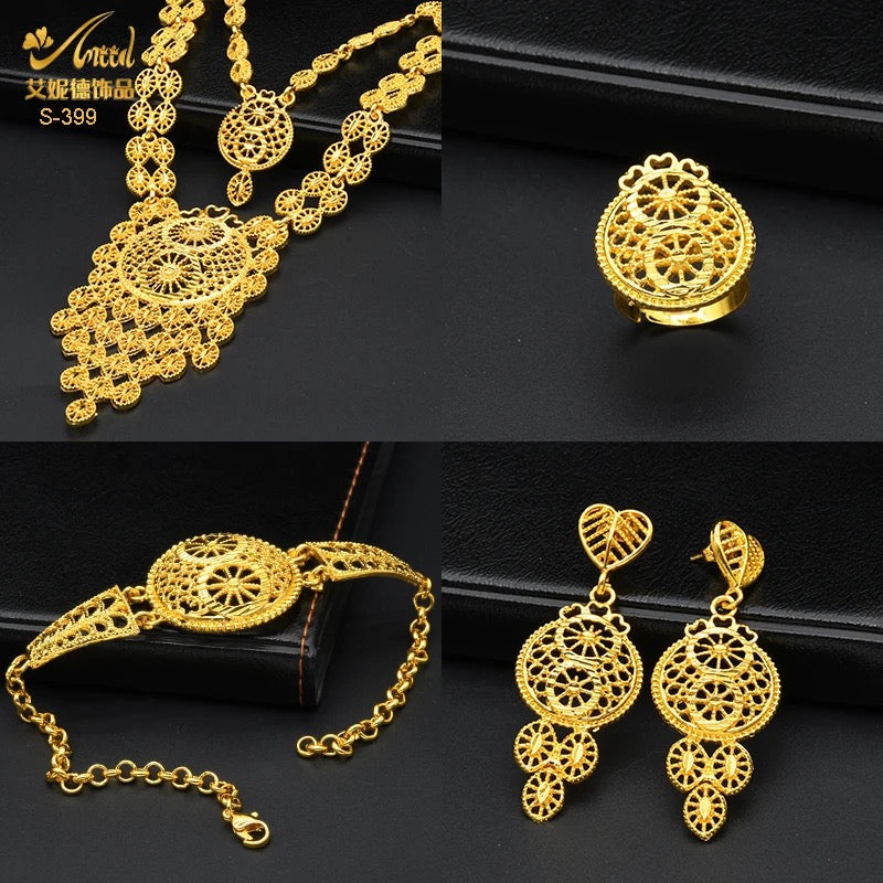 Gold Colour Plated jewelry Sets For Women - Tuzzut.com Qatar Online Shopping
