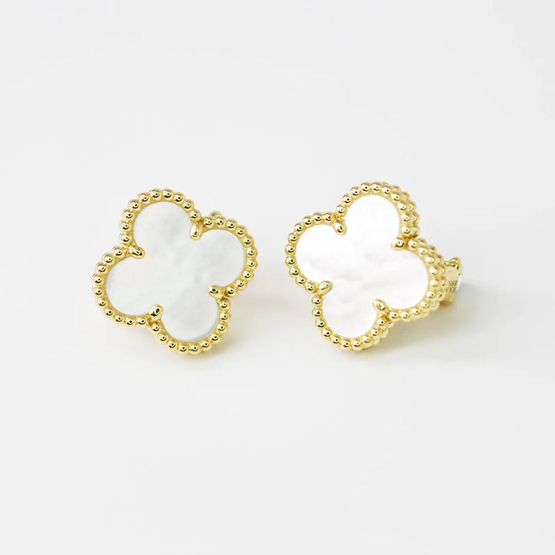 Vintage Alhambra Yellow Gold Earrings VC7006 - TUZZUT Qatar Online Shopping