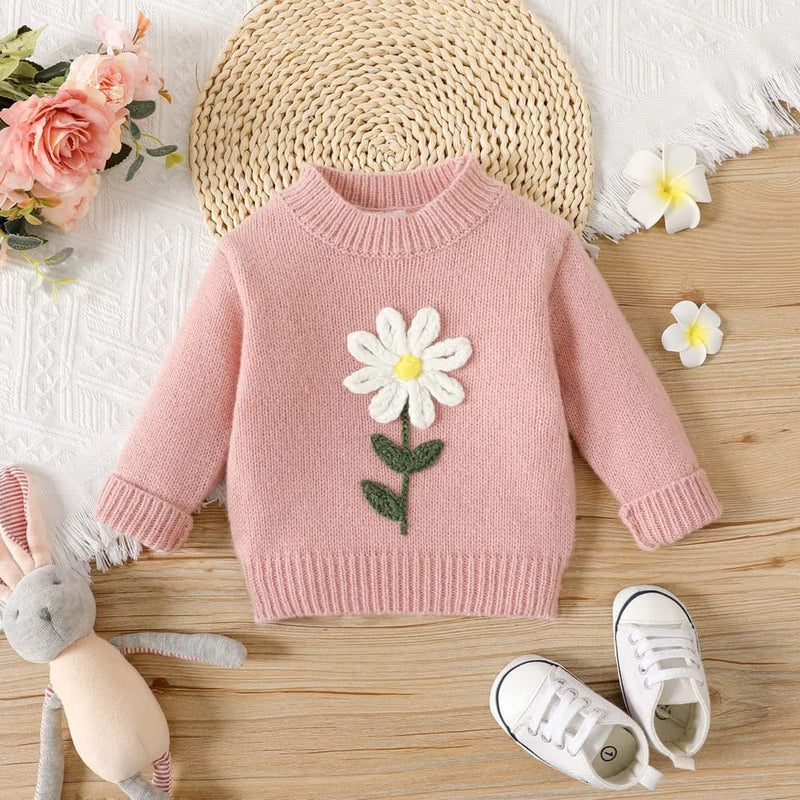 Baby Girl Flower Design Long-sleeve Knitted Pullover Sweater 20491468 - Tuzzut.com Qatar Online Shopping