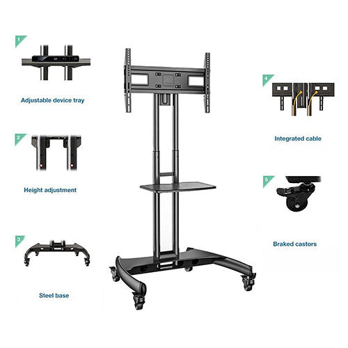 Skill Tech Height Adjustable Professional TV Trolley Stand - NB AVA-1500-60-1P (Fits Most 32 Skill Tech Height Adjustable Professional TV Trolley Stand - NB AVA-1500-60-1P (Fits Most 32