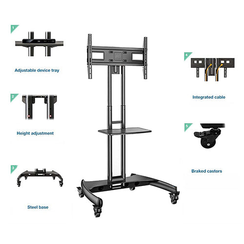 Skill Tech Height Adjustable Professional TV Trolley Stand - NB AVA-1500-60-1P (Fits Most 32" ~ 75") - Tuzzut.com Qatar Online Shopping