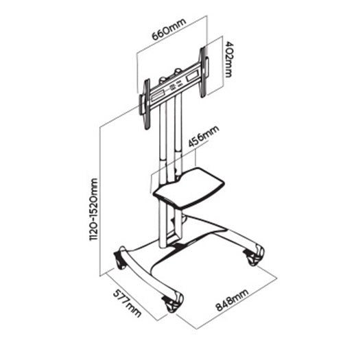Skill Tech Height Adjustable Professional TV Trolley Stand - NB AVA-1500-60-1P (Fits Most 32 Skill Tech Height Adjustable Professional TV Trolley Stand - NB AVA-1500-60-1P (Fits Most 32