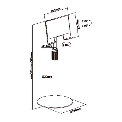 Height Adjustable Tabletop Stand For Tablets & Phones - SH PAD30 04 Height Adjustable Tabletop Stand For Tablets & Phones - SH PAD30 04
