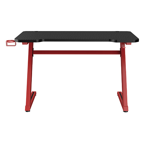 Carbon Fiber Tabletop Z-Shaped Gaming Desk with Cup Holder and Headphone Hook SH GMD-02-2 Red