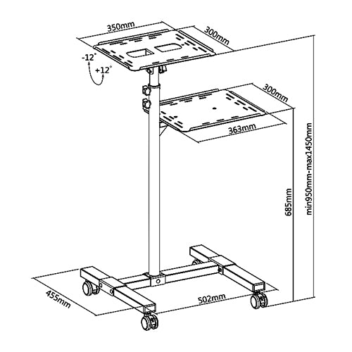 Steel Adjustable Projector & Laptop Trolley - SH TS08 Steel Adjustable Projector & Laptop Trolley - SH TS08