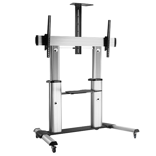 Large Screen Premium Telescopic Extra Heavy Duty Steel Tv Stand (Aluminium) - SH 666TW ((Fits Most 60" ~ 100" Screen, Weight Capacity 100kg, Max VESA 1000×600)