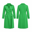 Green Long-Sleeve Wrap Coat Dress with Flap Pockets MC-A24