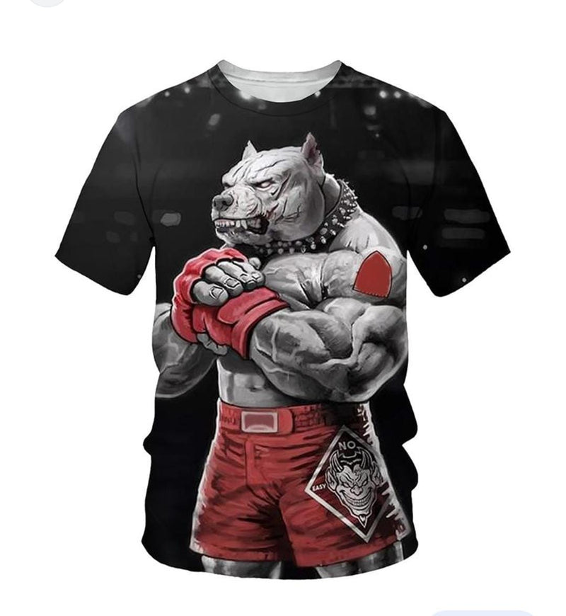Men's 3D Printed Fighting Dog Print Summer Fashion T-shirt 6xl S4495895