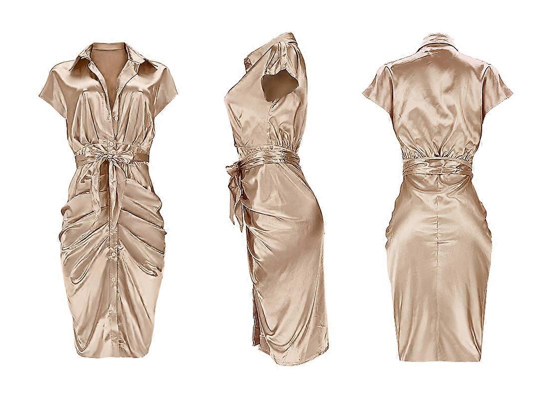Women's Sleeve Dress Reflective Silk Dress S3649184 Women's Sleeve Dress Reflective Silk Dress S3649184