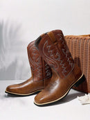 Fashion Round Toe Embroidered Western Cowboy Boots 124250 - TUZZUT Qatar Online Shopping