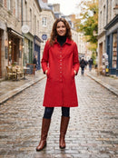 Classic Crimson Button-Front Winter Coat 124958