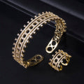 Luxury Brand Women's Wedding bangle with ring and earring jewelry set fine Beads jewelry - Tuzzut.com Qatar Online Shopping