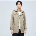 Men's Solid Color Single Breasted Lapel Long Coat S32017491 XL