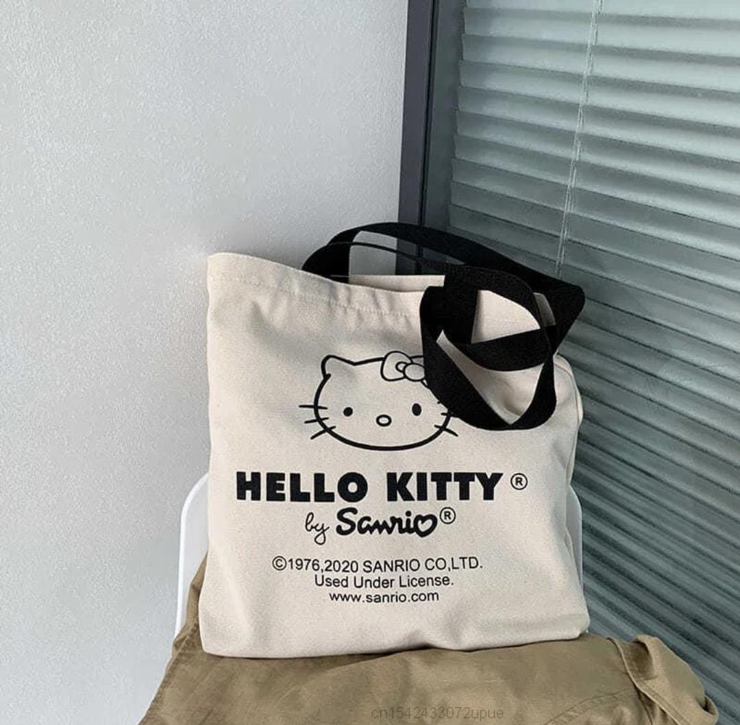Senrio Hello kitty White Shoulder Canvas zipper Cute Female Tote Bag - S4769884 Senrio Hello kitty White Shoulder Canvas zipper Cute Female Tote Bag - S4769884