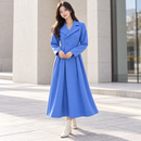 Blue Double-Breasted Pleated Coat Dress MC-A20