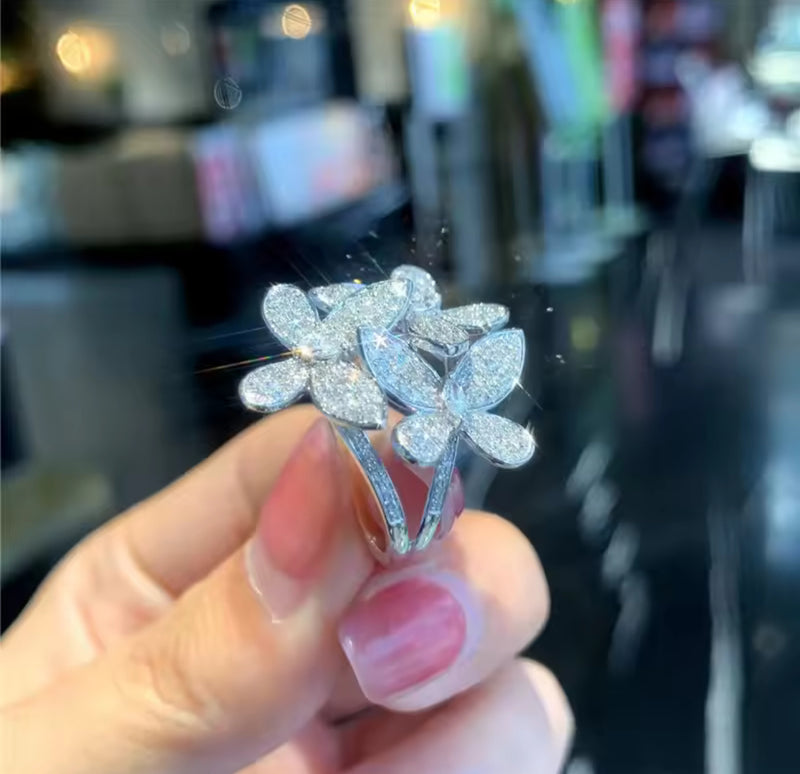 Exquisite Three Butterfly Rings with Bling White Zircon Women's S4991918 - TUZZUT Qatar Online Shopping