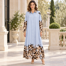 Light Grey Animal Print Long-Sleeve Maxi Shirt Dress MC-A13