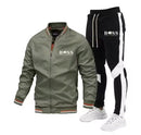 Men's Casual Jacket Set, Spliced Trousers, Baseball Collar, Windproof, New Spring and Autumn  S07802 - TUZZUT Qatar Online Shopping
