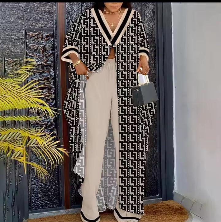 African Print 2 Piece Outfit Women Casual V Neck Loose Fit Half Sleeve Long Shirt Top Wide Leg Pant Suit 2 Piece Set Women B96032 African Print 2 Piece Outfit Women Casual V Neck Loose Fit Half Sleeve Long Shirt Top Wide Leg Pant Suit 2 Piece Set Women B96032