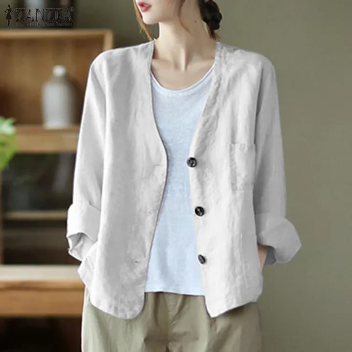 ZANZEA Fashion Women V Neck Long Sleeve Blazer Autumn Casual Buttons Down Outwear Casual Solid Cardigan Vintage Thin Coats L S4783619 ZANZEA Fashion Women V Neck Long Sleeve Blazer Autumn Casual Buttons Down Outwear Casual Solid Cardigan Vintage Thin Coats L S4783619