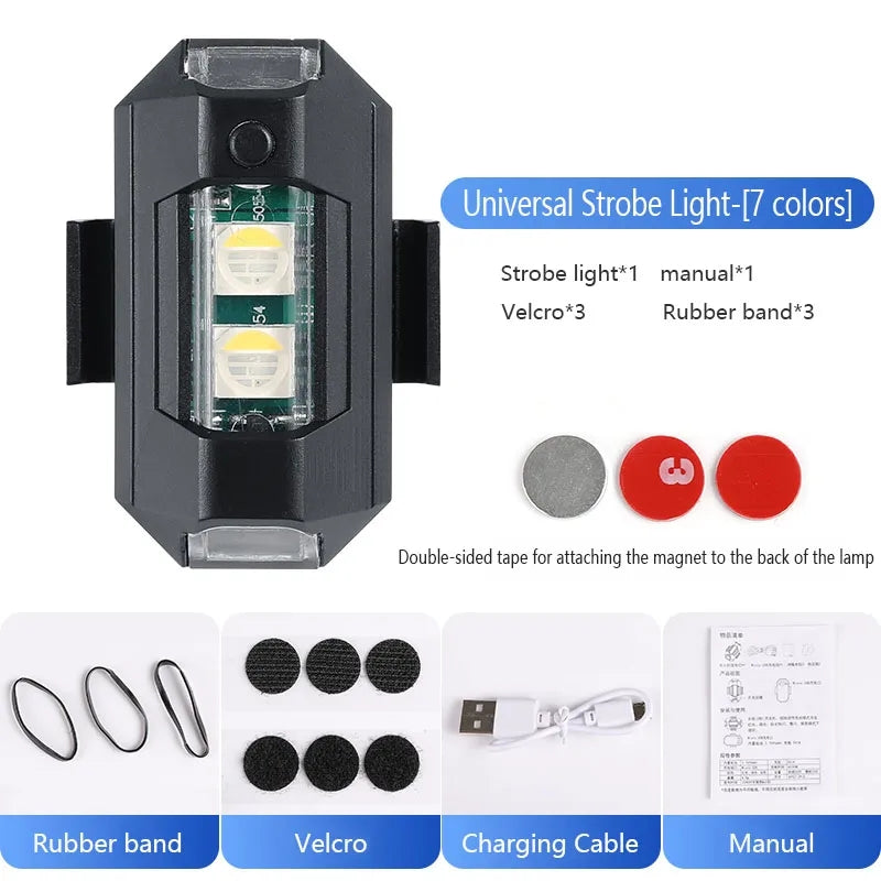 2 Pcs Set Multicolor LED Aircraft Light Strobe Light For Helmets Airplane Drone Light, IP54, Rechargeable 2 Pcs Set Multicolor LED Aircraft Light Strobe Light For Helmets Airplane Drone Light, IP54, Rechargeable