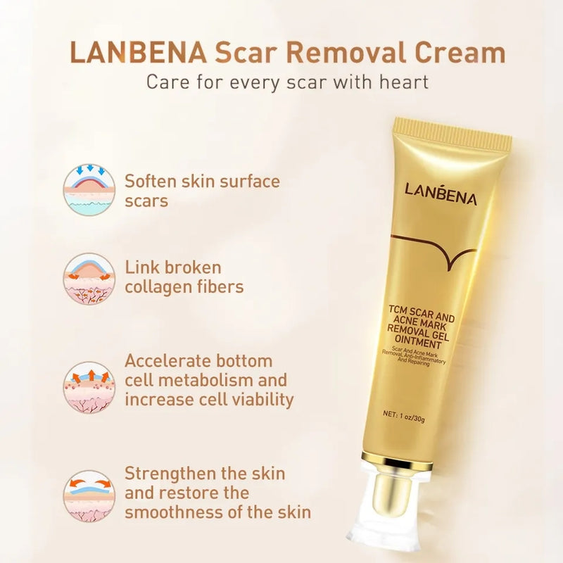 LANBENA Herbal Scar Removal Cream For Old Scars Stretch Mark Spots Gel for Men & Women