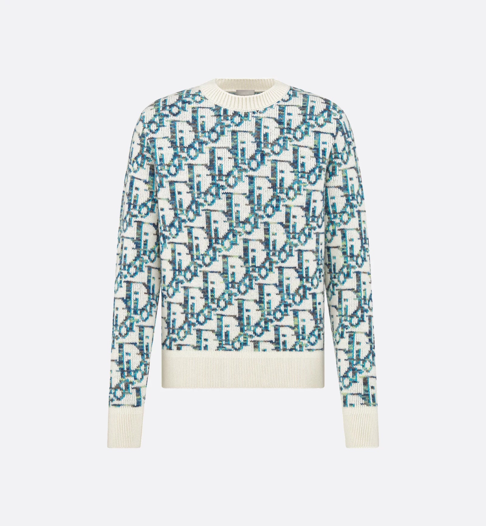 White and Blue Wool Jacquard Sweater M9680 White and Blue Wool Jacquard Sweater M9680