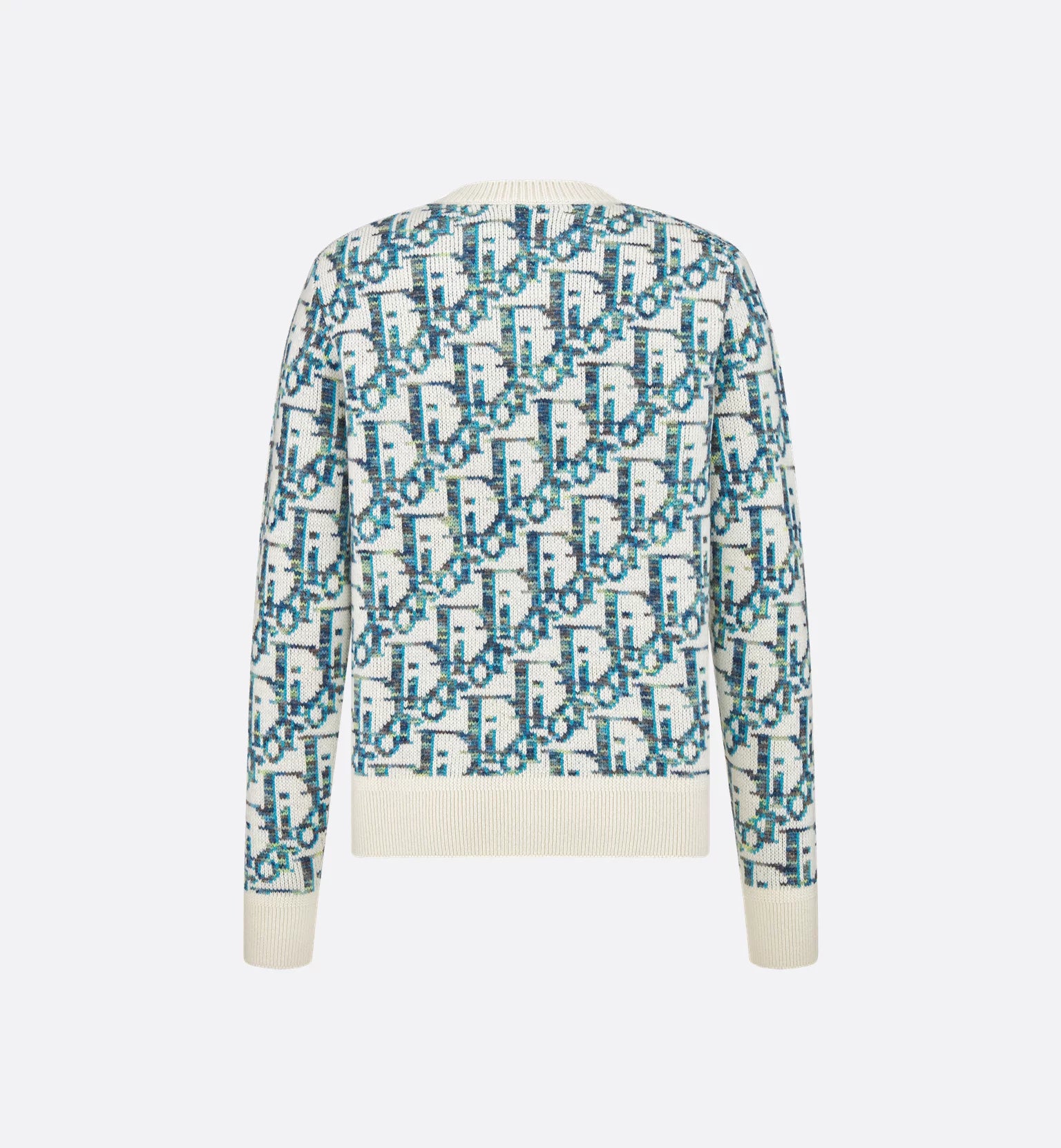 White and Blue Wool Jacquard Sweater M9680