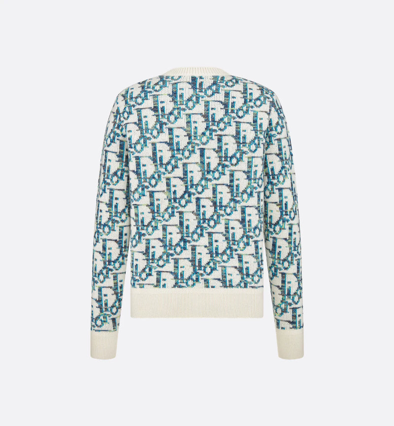 White and Blue Wool Jacquard Sweater M9680 - TUZZUT Qatar Online Shopping