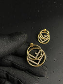 Women Fashion F Letter Earrings S631690 - TUZZUT Qatar Online Shopping