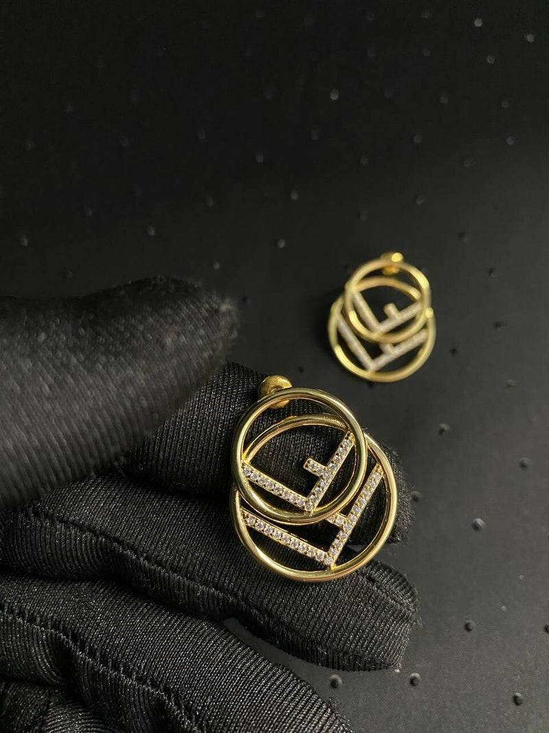 Women Fashion F Letter Earrings S631690 - TUZZUT Qatar Online Shopping