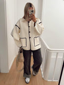 Women's Oversized Button Knit Sweater Coat   B382569 - TUZZUT Qatar Online Shopping
