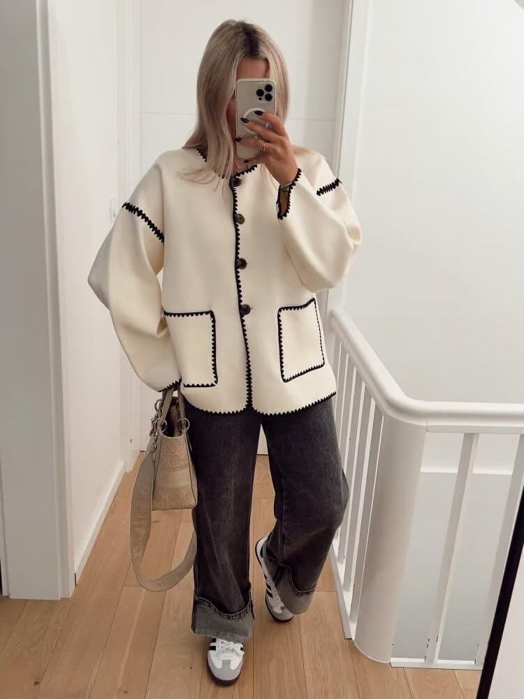 Women's Oversized Button Knit Sweater Coat B382569 Women's Oversized Button Knit Sweater Coat B382569