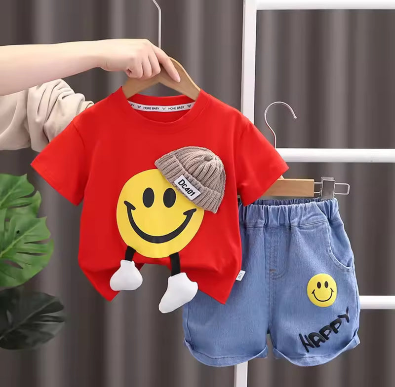 Summer New Cartoon Smile Face Short Sleeve Children's  1553770 - TUZZUT Qatar Online Shopping