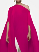 Batwing Sleeves Loose Solid Color Split-Front Off-The-Shoulder Blouses & Shirts Tops L 118535 - TUZZUT Qatar Online Shopping