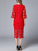 Women Long Lace Summer Sexy Hollow Out Party Dress    S5159795 - TUZZUT Qatar Online Shopping