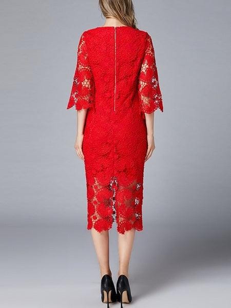 Women Long Lace Summer Sexy Hollow Out Party Dress    S5159795 - TUZZUT Qatar Online Shopping